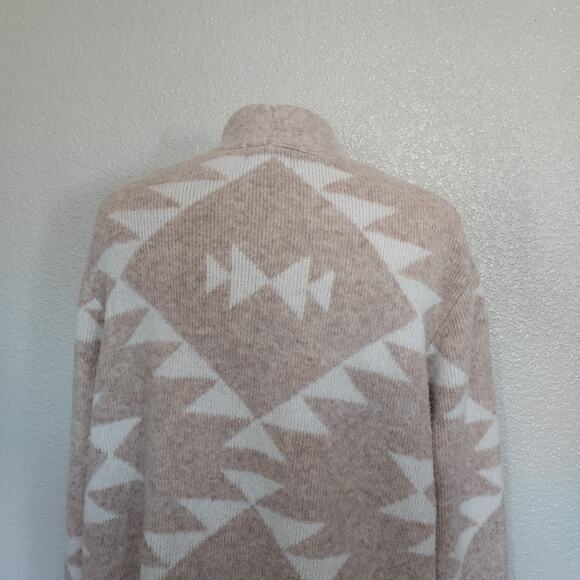 Frye Beige Cream Tribal Aztec Open Sweater Long Cardigan Size XL - Picture 11 of 13